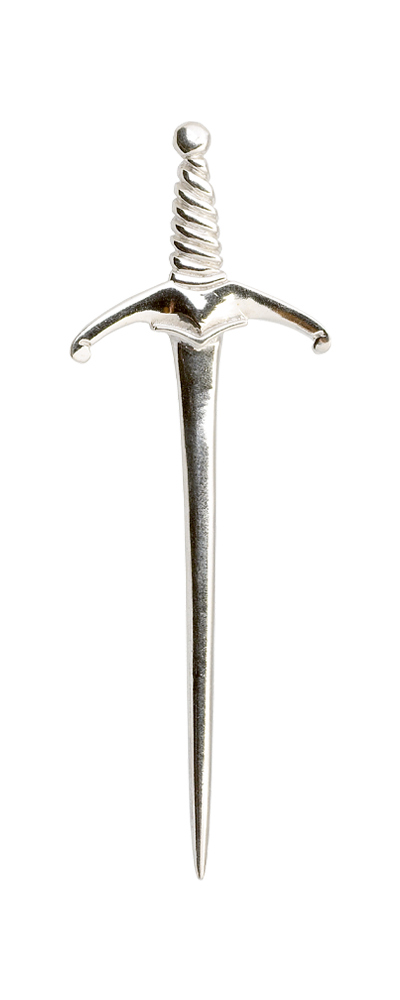 Twisted Sword Sterling Silver Kilt Pin