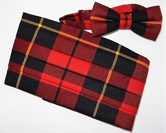 Wallace Red Modern Tartan Bow Tie and Cummerbund Set Special - Click Image to Close