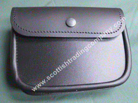 Black Leather Kilt Belt Utility Pounch Large