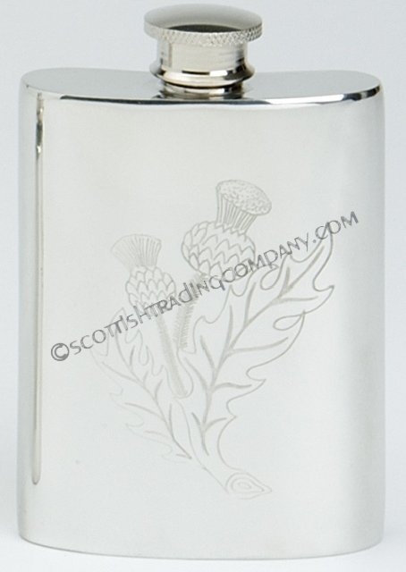Thistle Etched Flask