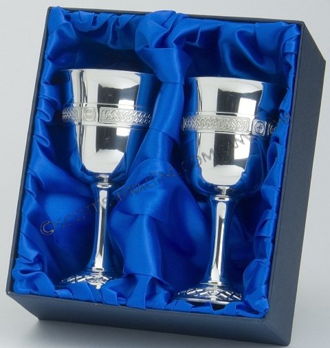 Celtic Goblet Chalice 6" set of 2 in Presentation Box - Click Image to Close