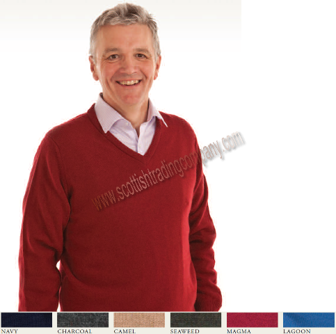 Men's Lambswool Vee Kneck Sweater - Click Image to Close