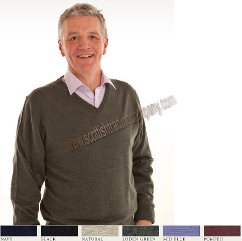 Men's Vee Neck Merino Wool Sweater - Click Image to Close