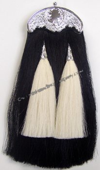 Black Horsehair Sporran with White