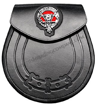 Leather Clan Crested Sporran with red - Click Image to Close