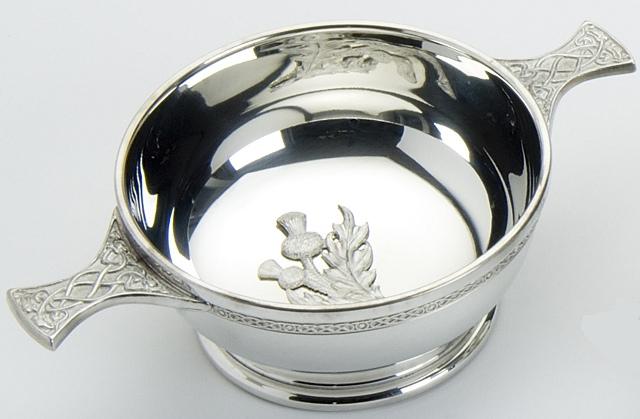 Celtic Beasties and Thistle Quaich - Click Image to Close
