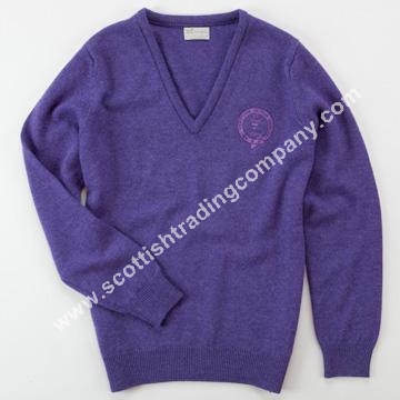 Scottish Clan Embroidered Vneck Sweater Scottish Clan Embroidered Vneck Sweater