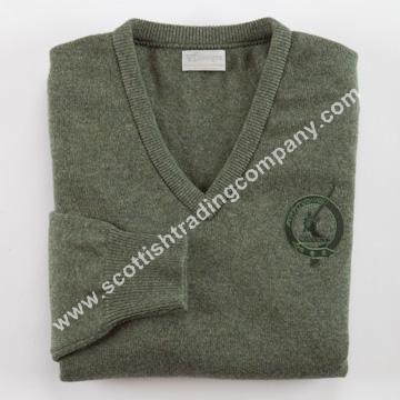 Scottish Clan Embroidered Vneck Sweater Scottish Clan Embroidered Vneck Sweater