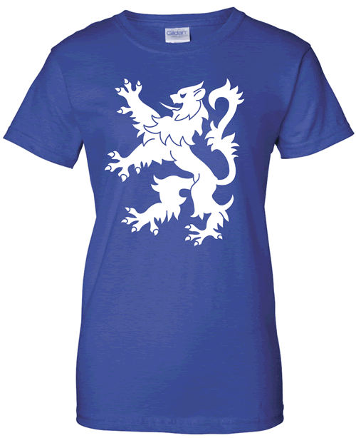 Ladies Blue Lion Rampant Scottish T-shirt - Click Image to Close