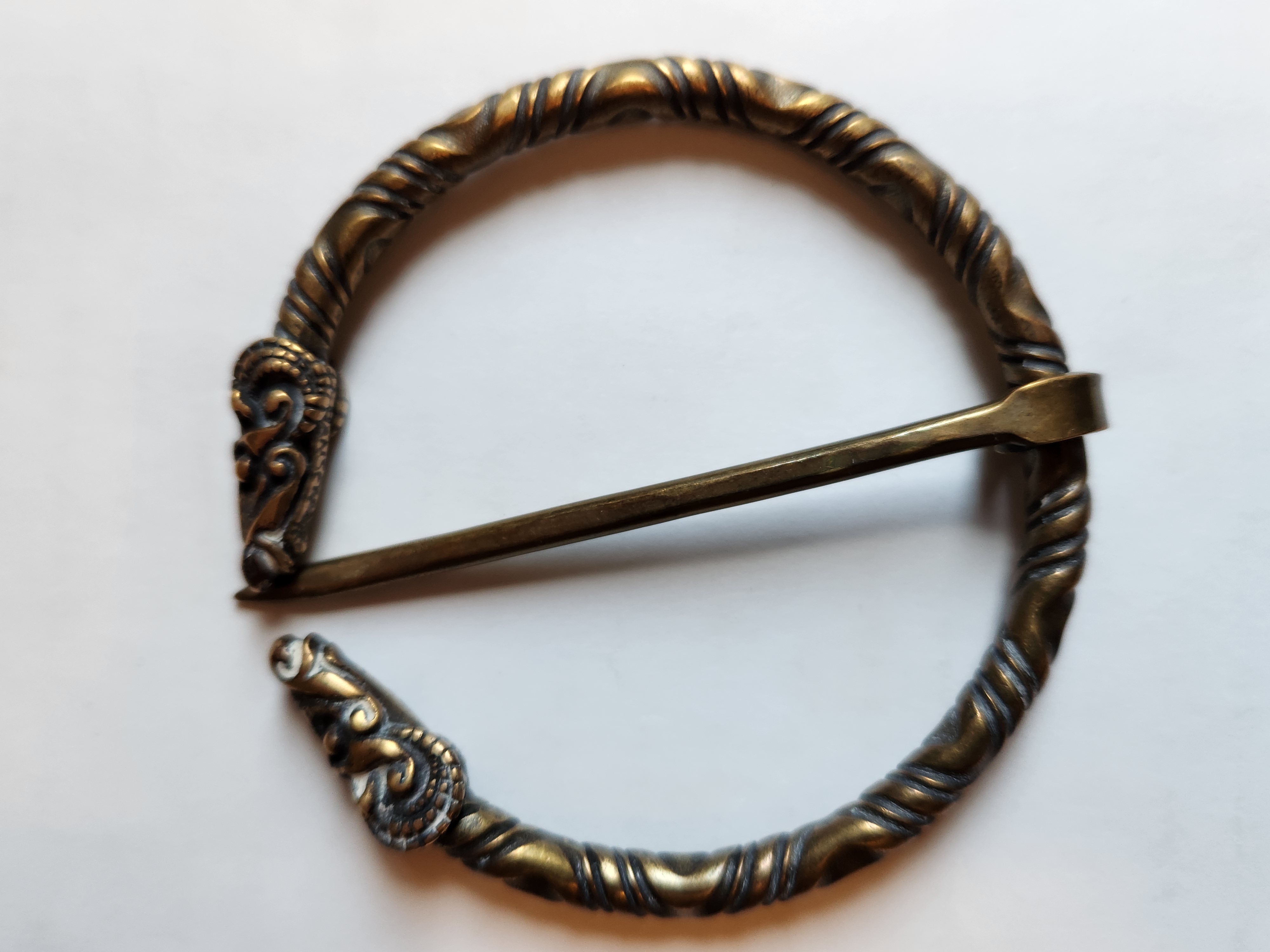 Brass Rams Head Penannular Plaid Brooch