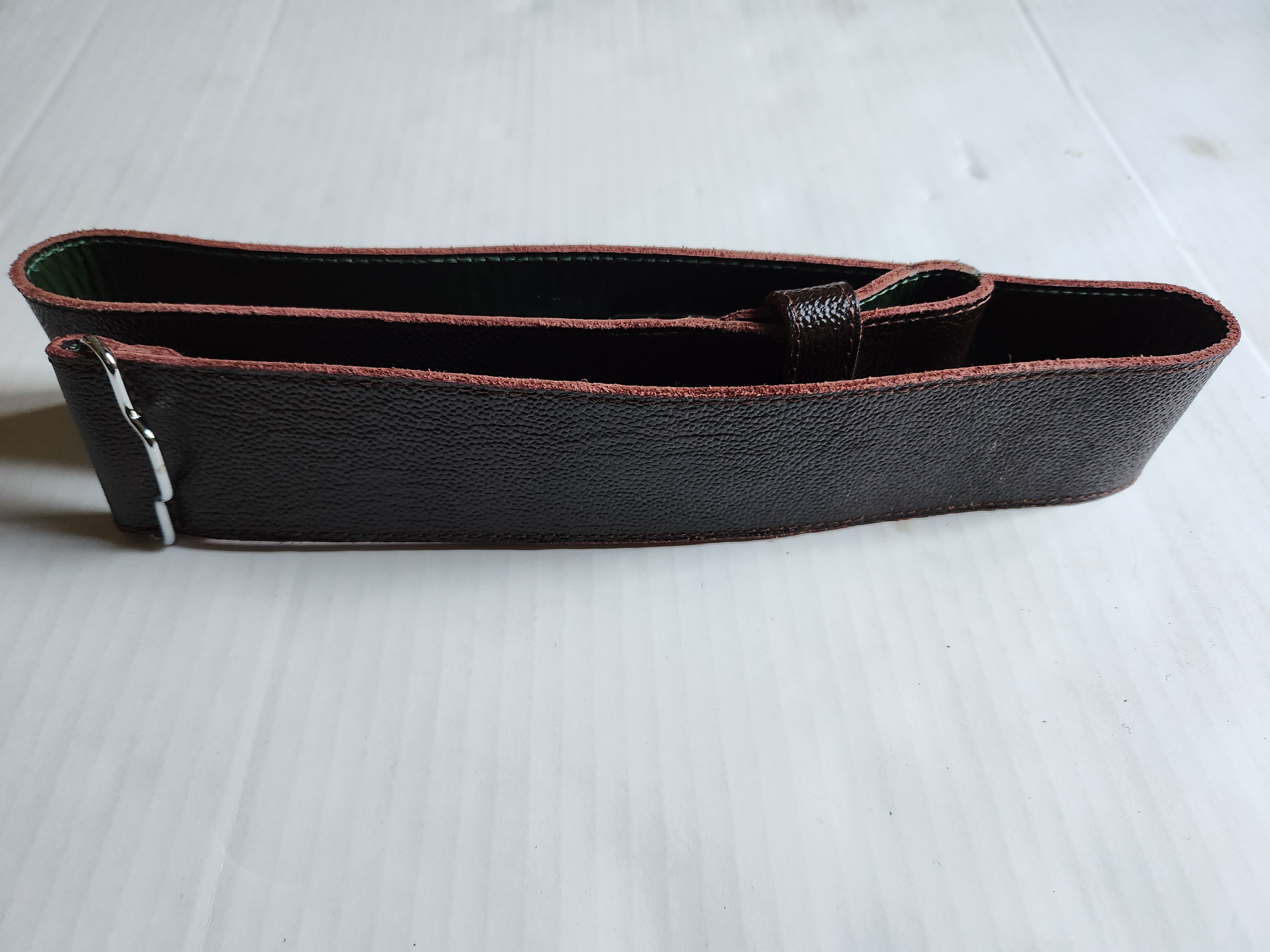 2 1/4" Brown Leather Green lined Kilt Belt