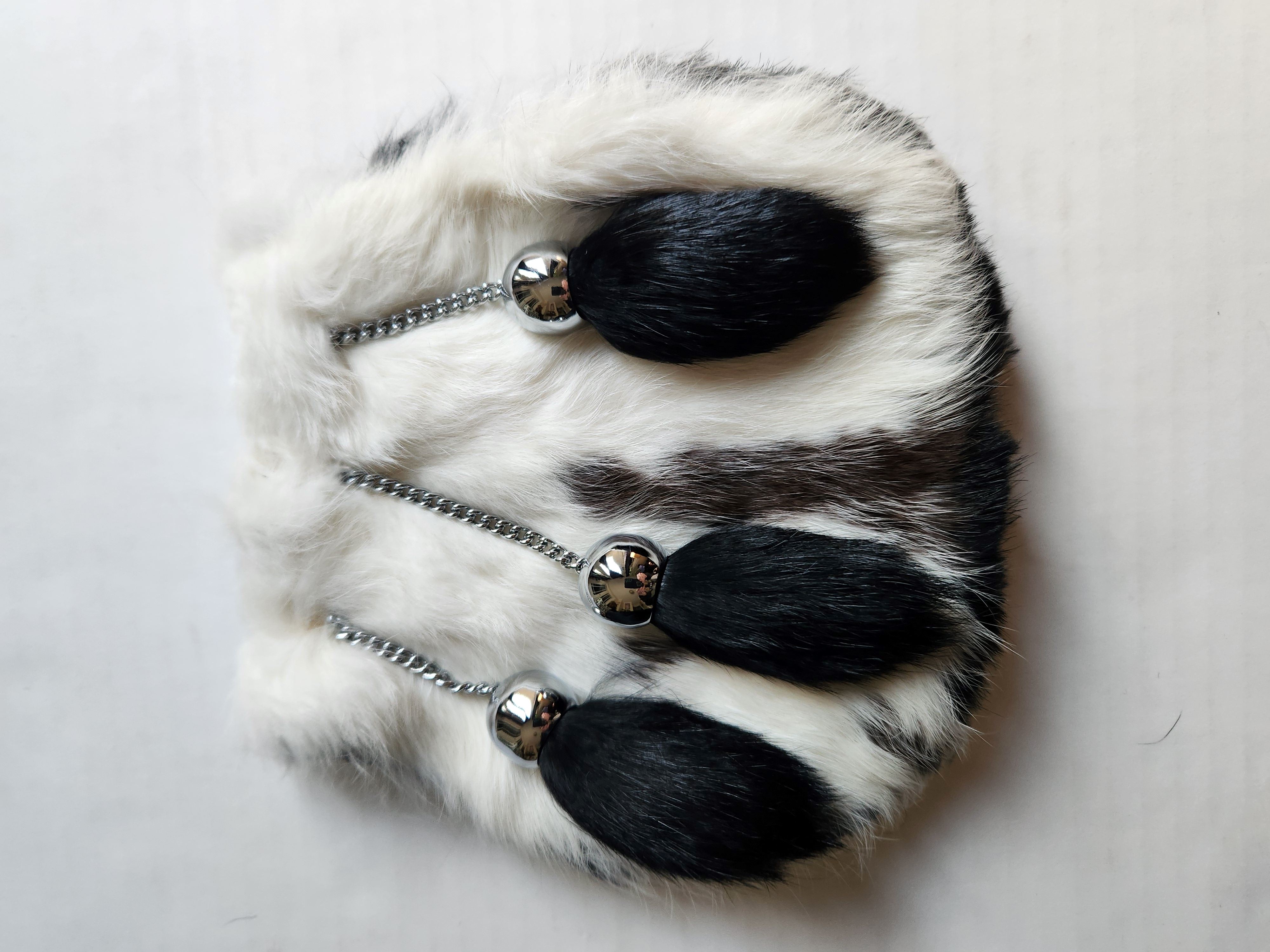 White Rabbit Fur 3 Tassel Hand Made Sporran