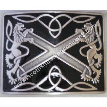 Highland Saltire Kilt Belt Buckle with Black - Click Image to Close