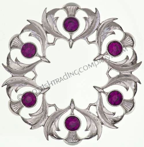 Scottish Thistle Plaid Brooch - Click Image to Close