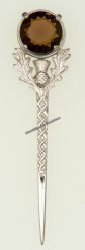 Scottish Thistle Kilt Pin With Stone - Click Image to Close