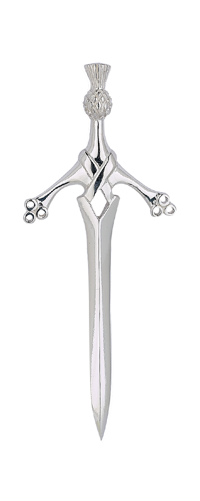 Scottish Thistle Sword Sterling Silver Kilt Pin - Click Image to Close