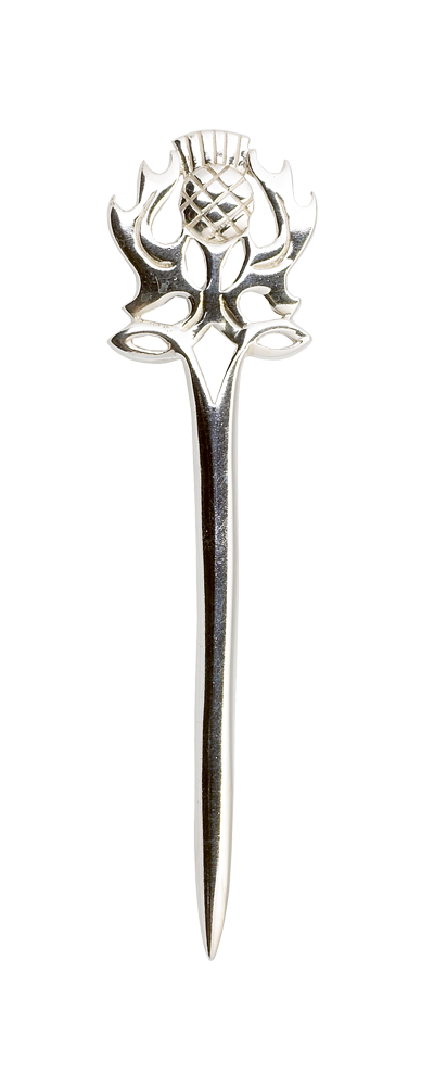 Scottish Thistle Sterling Silver Kilt Pin - Click Image to Close