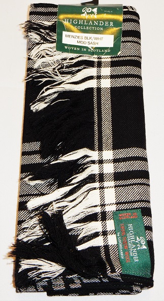 Menzies Black and White Tartan Sash Special - Click Image to Close