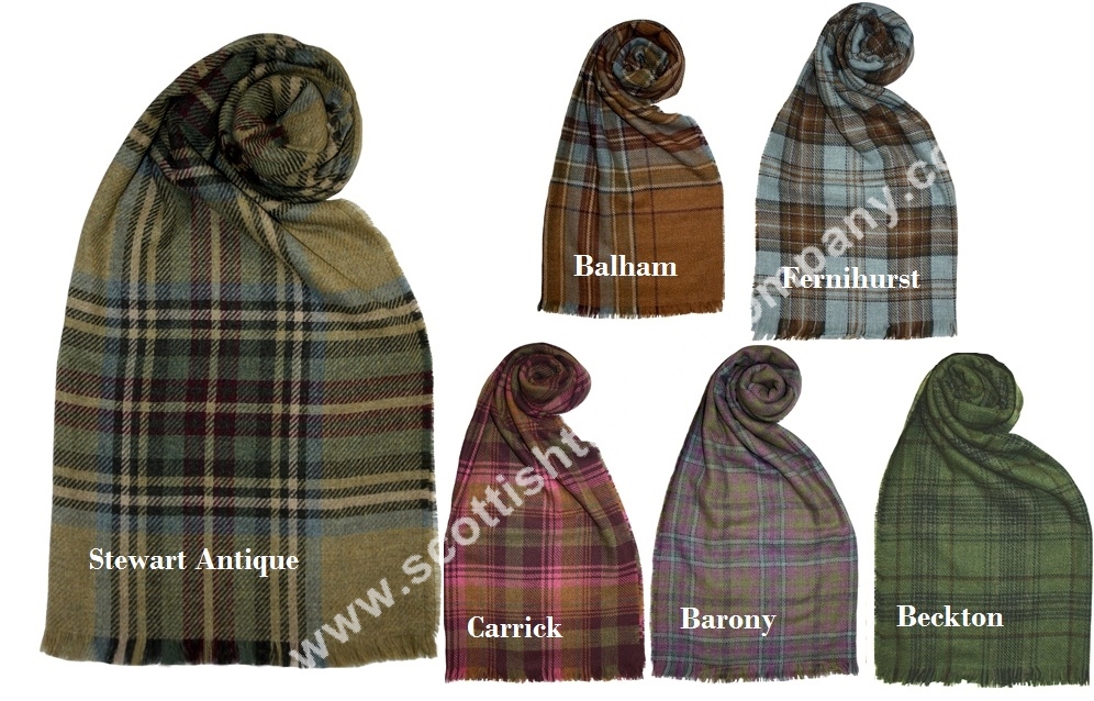 Fine Wool and Cashmere Tartan Shawls