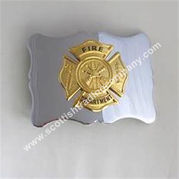 Fire Department Kilt Belt Buckle in Gold - Click Image to Close