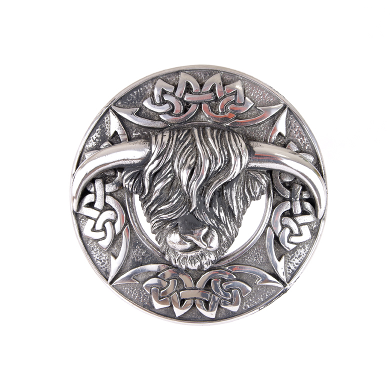 Highland Cow Plaid Brooch