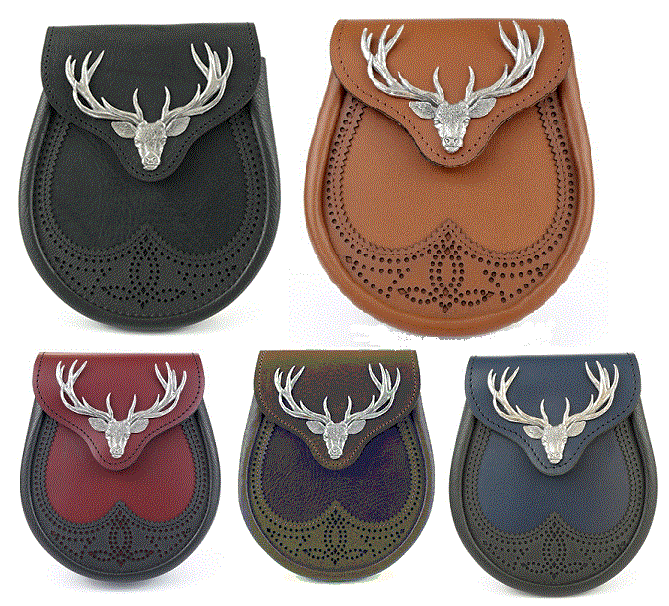 Scottish Stag Saddle Leather Sporran