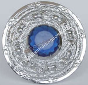 Thistle Wreath Plaid Brooch with Blue Stone - Click Image to Close