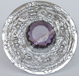Thistle Wreath Plaid Brooch with Purple Stone