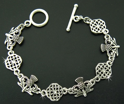 Scottish Thistle and love knot Celtic toggle bracelet