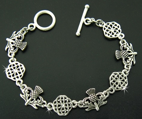 Scottish Thistle and love knot Celtic toggle bracelet - Click Image to Close