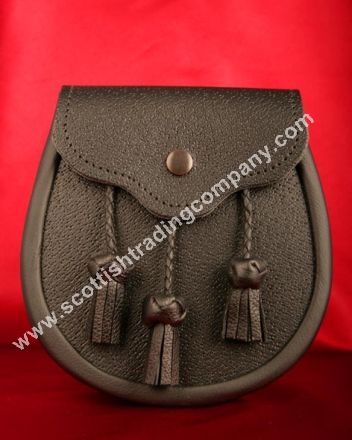 Classic Braided Three Tassel Leather Sporran - Click Image to Close