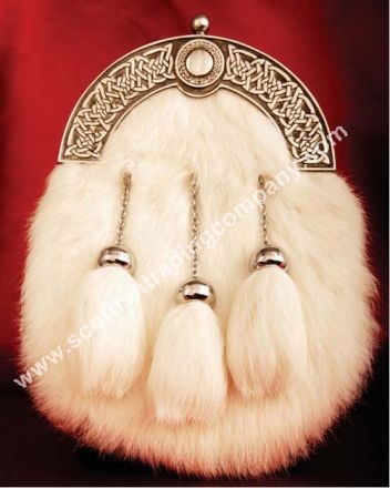 Celtic Knot Cantle White Fur Sporran