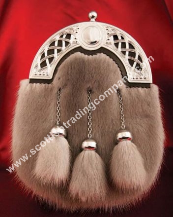 Celtic Knot Open Weave Mink Fur Sporran - Click Image to Close