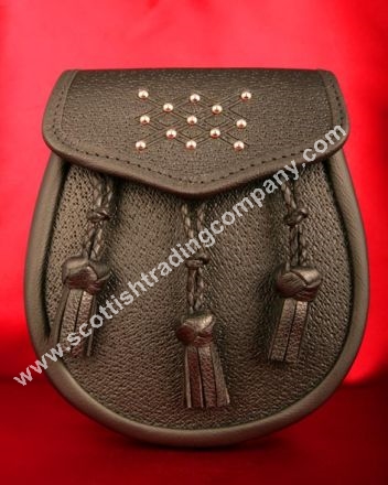 Studded Braided Three Tassel Sporran