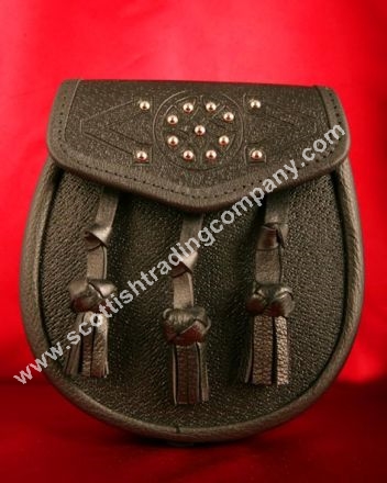 Studded Three Tassel Embossed Sporran