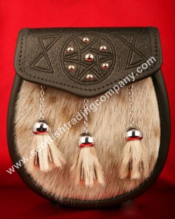 Fur Front Studded Targe Sporran