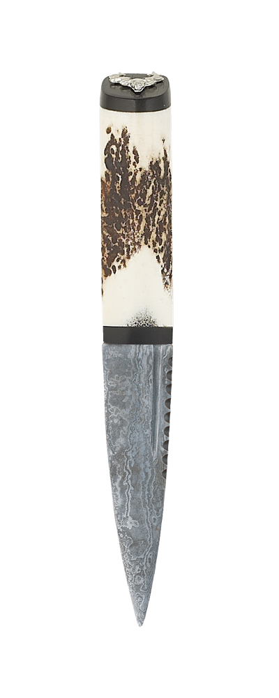 Staghorn Damascus Sgian Dubh Blackwood With Stag