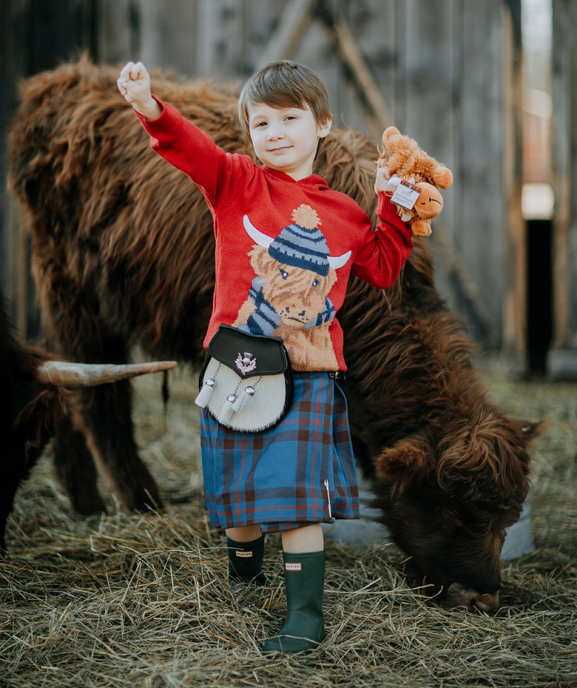 Children's Highland Cow Hooded Sweater - Click Image to Close