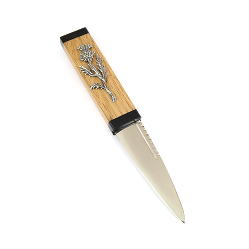 Scottish Oak Sgian Dubh With Thistle Mount - Click Image to Close