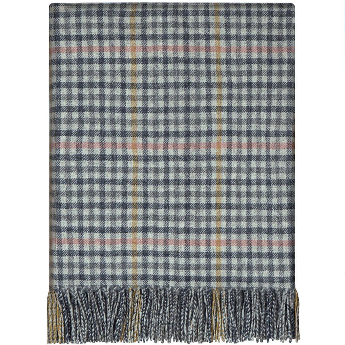 St. Abbs Grey Check Lambswool Blanket - Click Image to Close