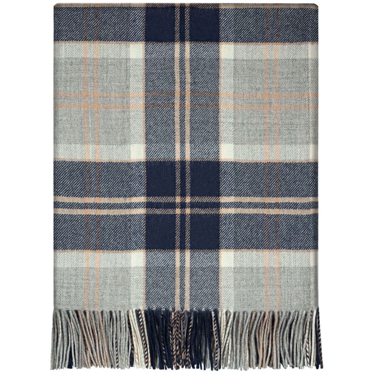 Bannockbane Grey Tartan Lambswool Blanket