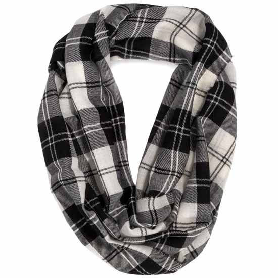 Erskine Black & White Tartan Infinity Scarf - Click Image to Close