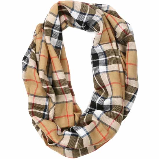 Thompson Camel Tartan Infinity Scarf - Click Image to Close