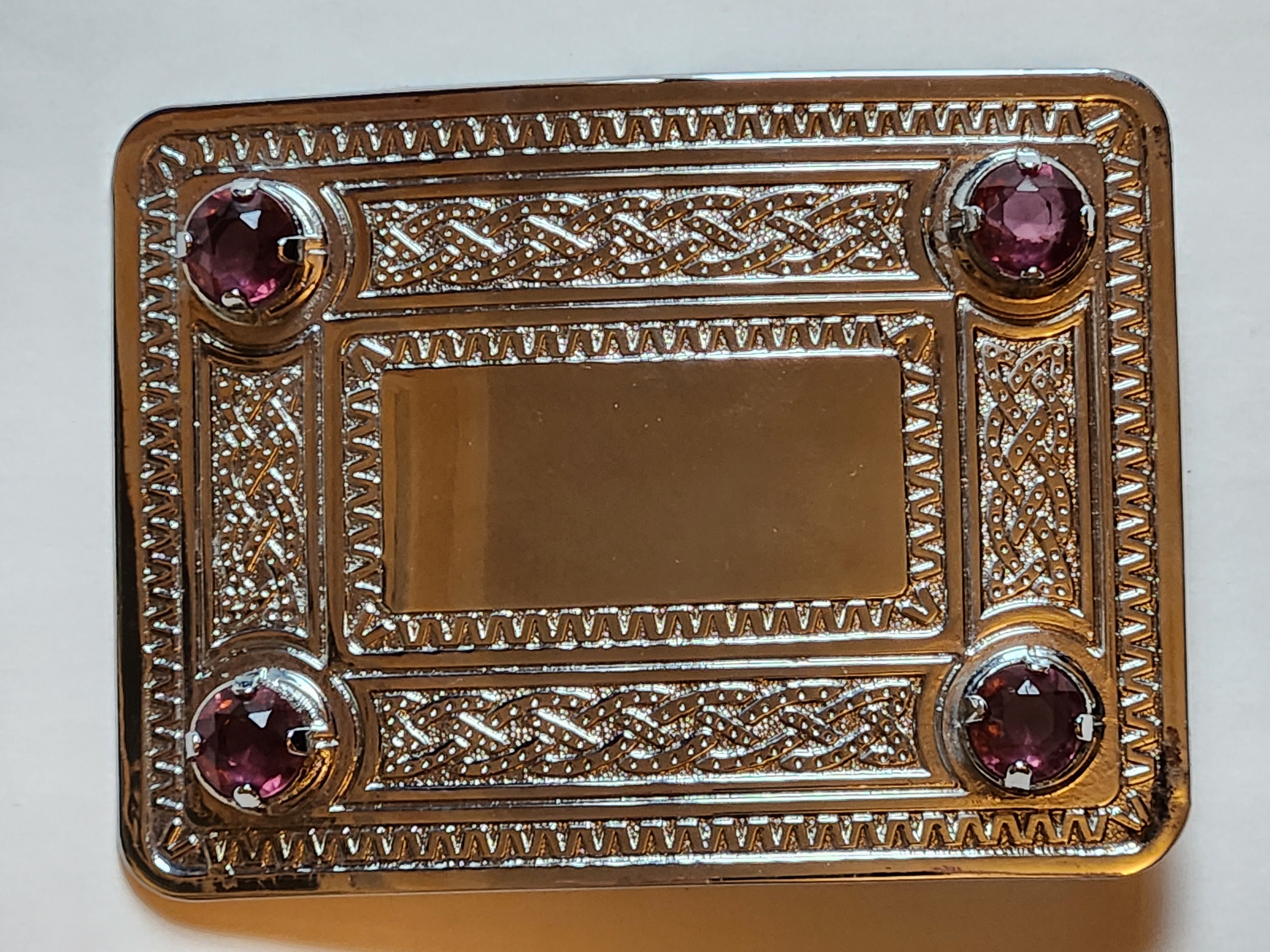 Montrose Style Kilt Belt Buckle with Four Amethysts