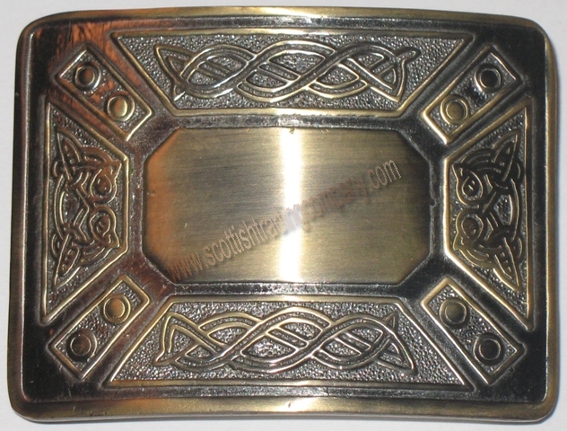 Antiqued Brass Kilt Belt Buckle - Click Image to Close