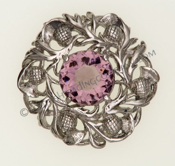 Scottish Kilt Pin Pink Stone 4" Celtic Knot Pins & Brooch Ladies Interlacing 