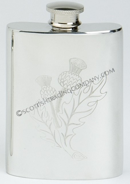 Thistle Etched Flask - Click Image to Close