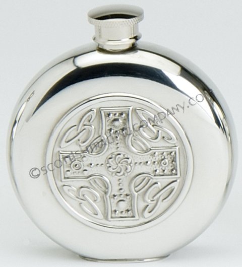 Celtic Cross Round Flask with Insert - Click Image to Close