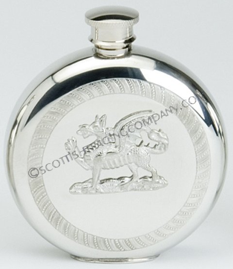 Welsh Dragon Round Flask - Click Image to Close