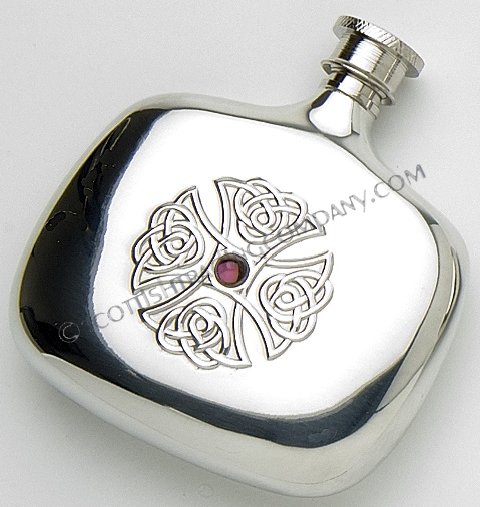 Celtic Cross Flask with Amethyst Center